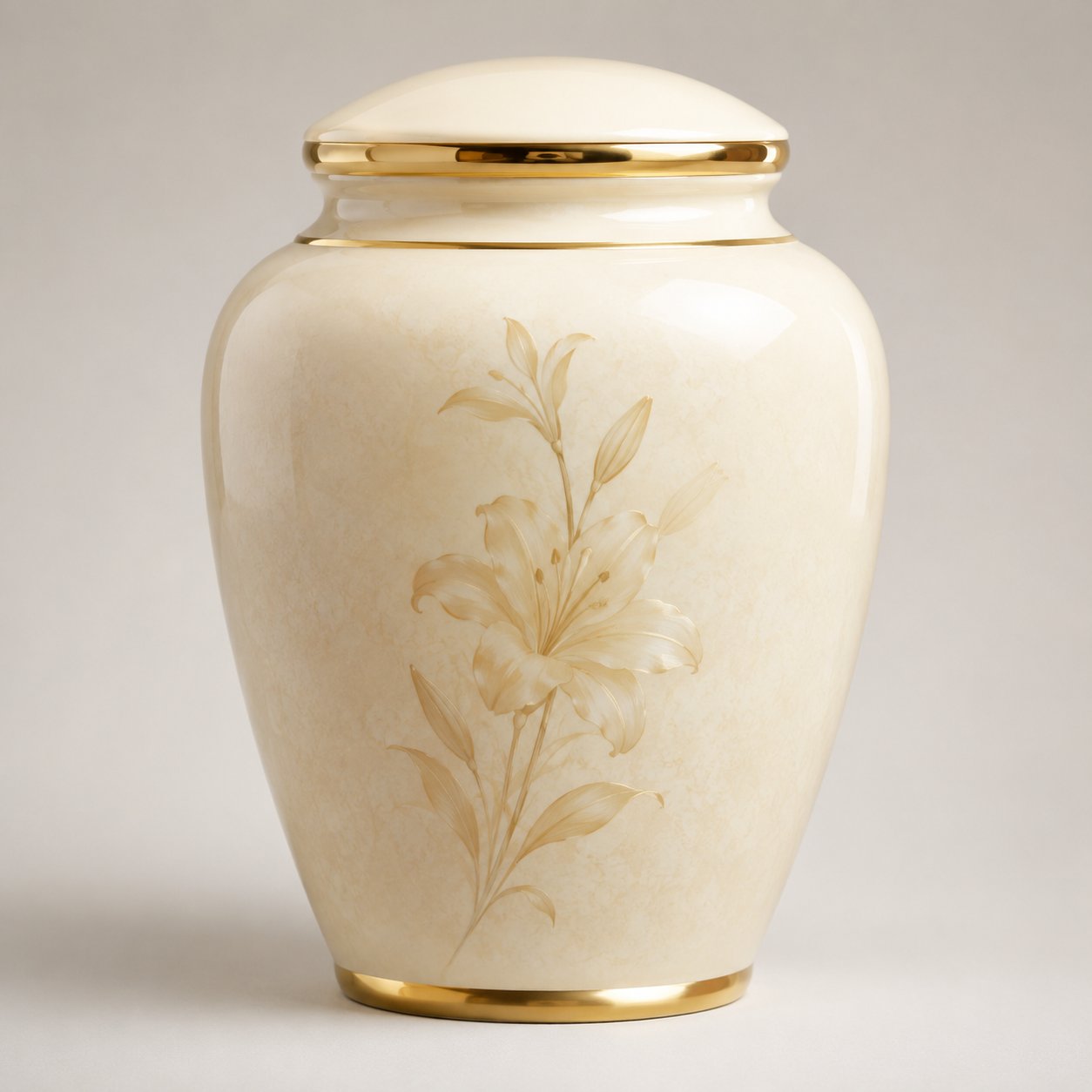 Urna cineraria in ceramica con motivo floreale
